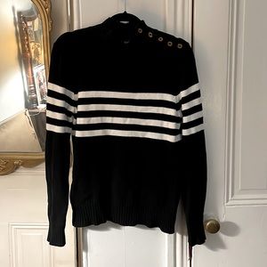 Chaps Black with White Stripes Sweater
